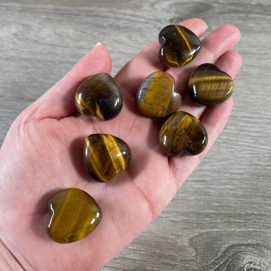 tiger eye 1-inch gemstone heart natural polished puffy crystal carving