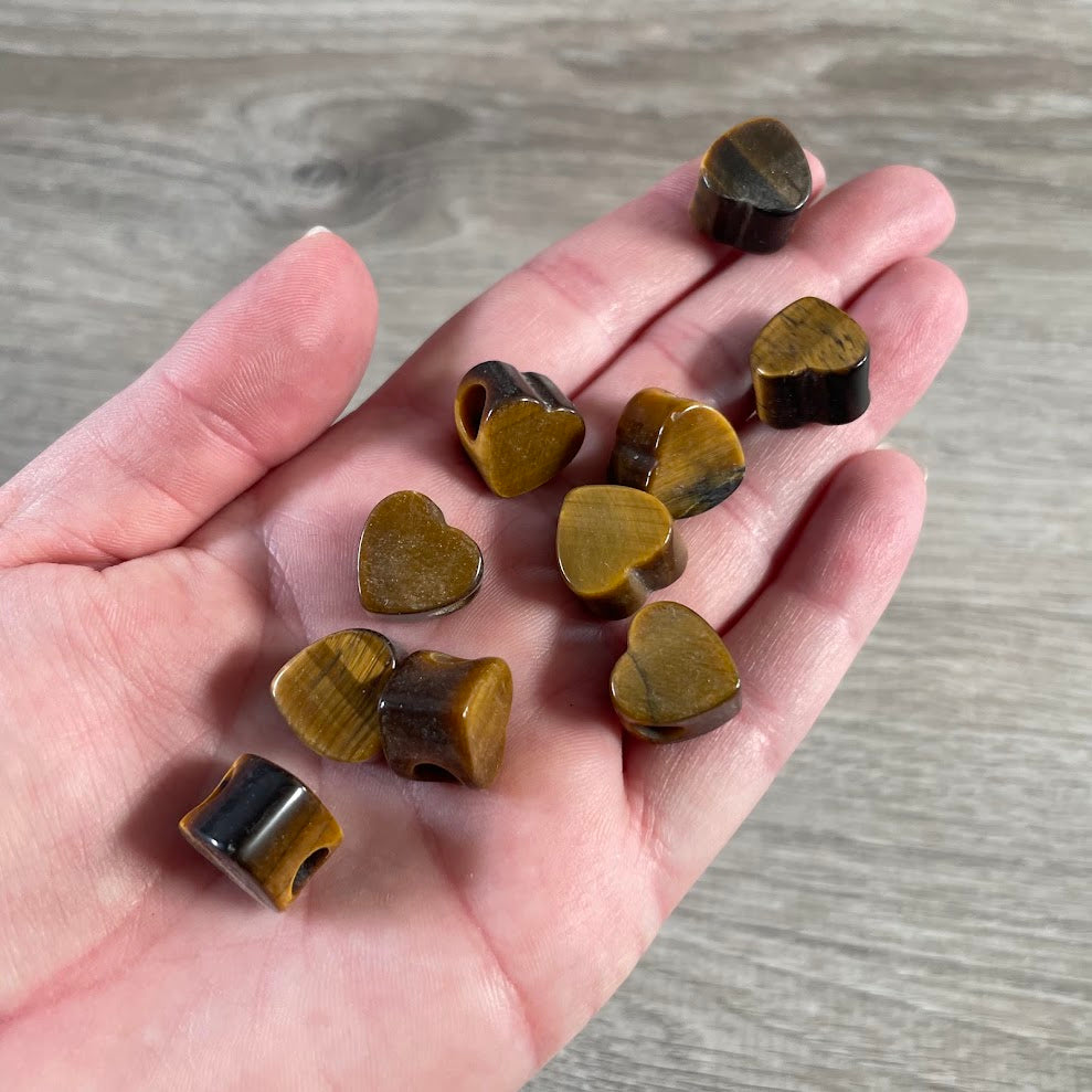 Heart shaped tiger eye crystal bead 14mm with large hole for jewelry making