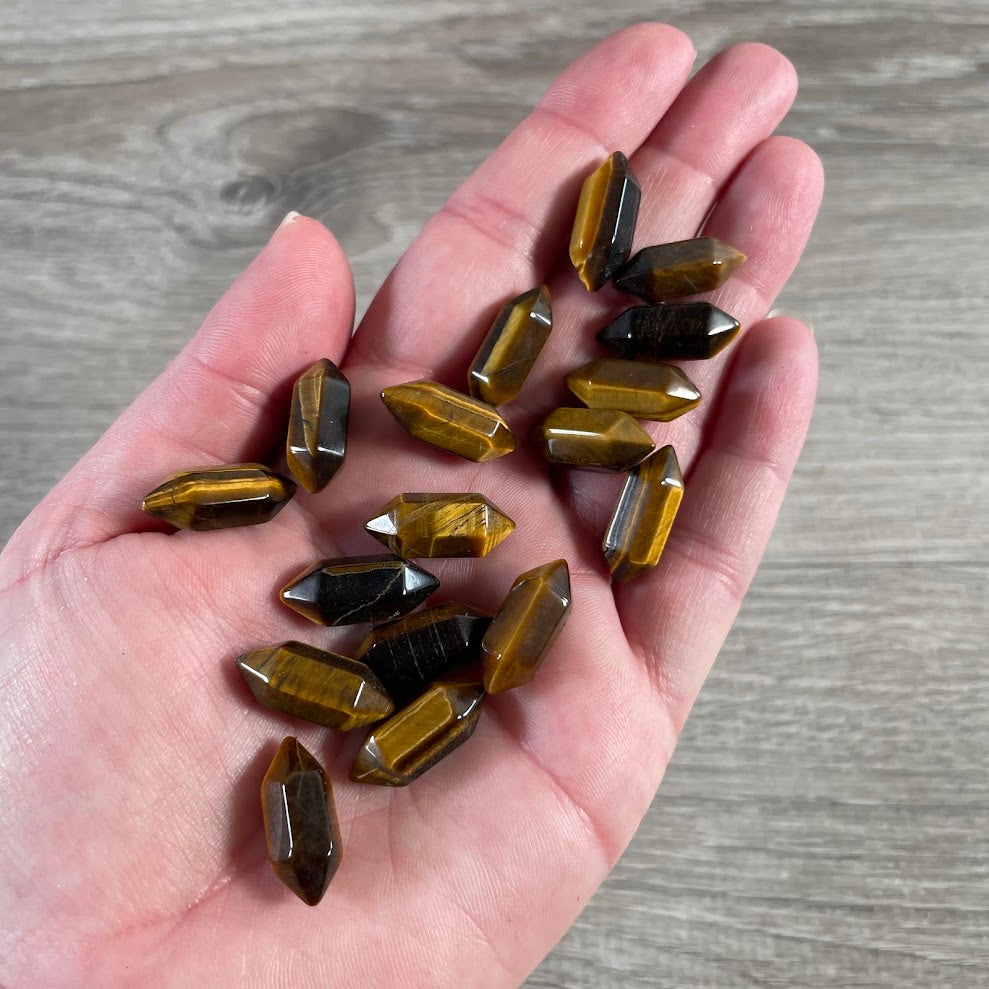 Natural tiger eye stone double ended points wholesale