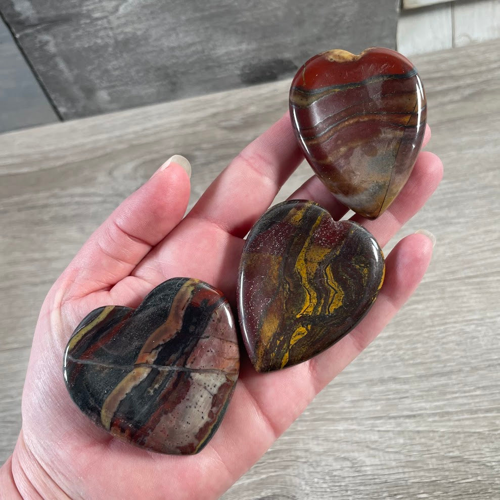 tiger iron heart shaped pocket crystal worry stone for gift and crystal shops