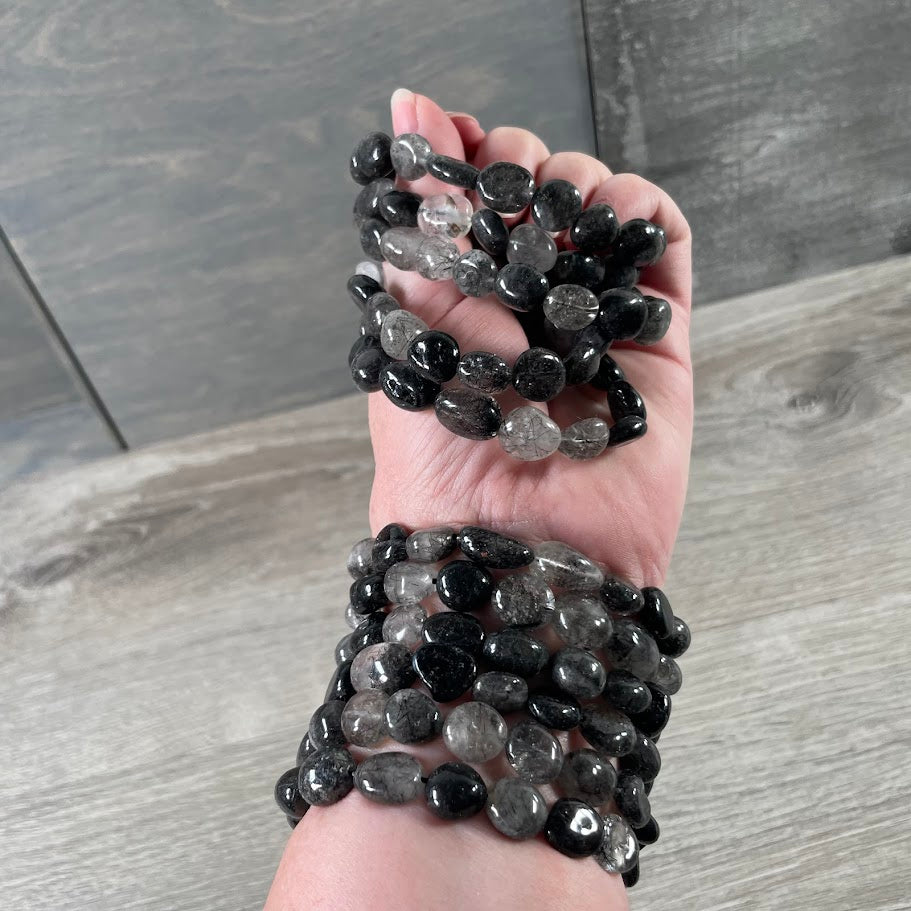 Wholesale gemstone tourmalinated quartz jewelry bracelet