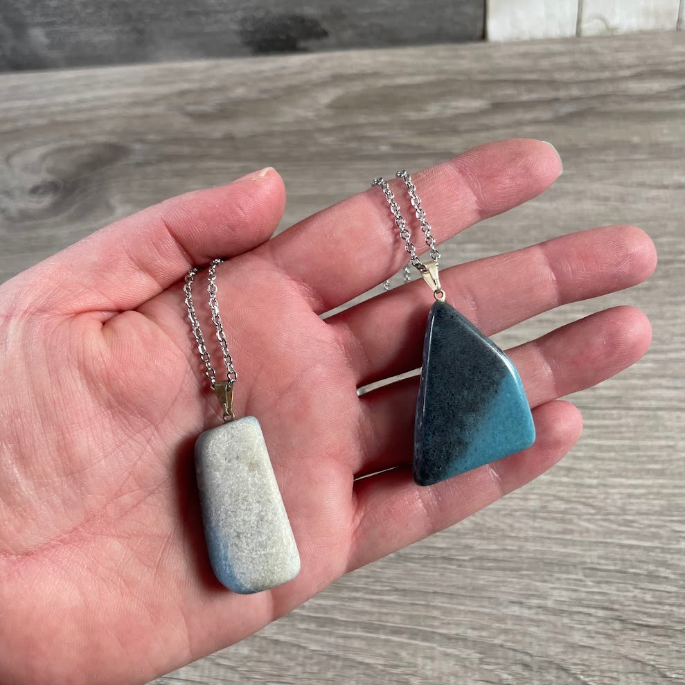 Wholesale Brazilian gemstone necklaces featuring smooth polished tumbled stone pendants
