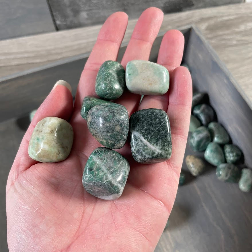 One pound lot of Tumbled China Jade stones for crystal retailers