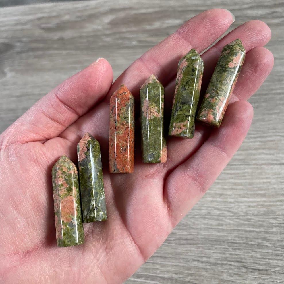 Natural unakite gemstone points for wire wrapping wholesale