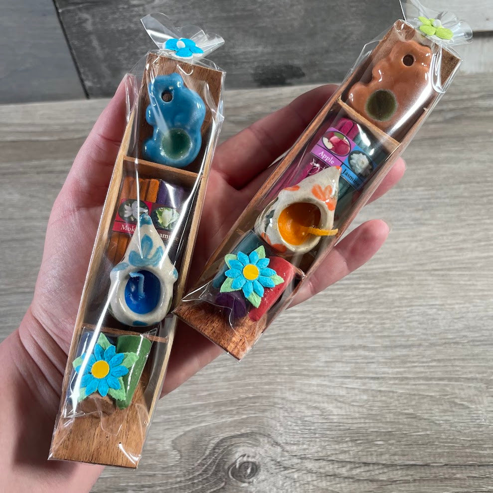 Wholesale ceramic scented aroma incense and candle assorted gift set
