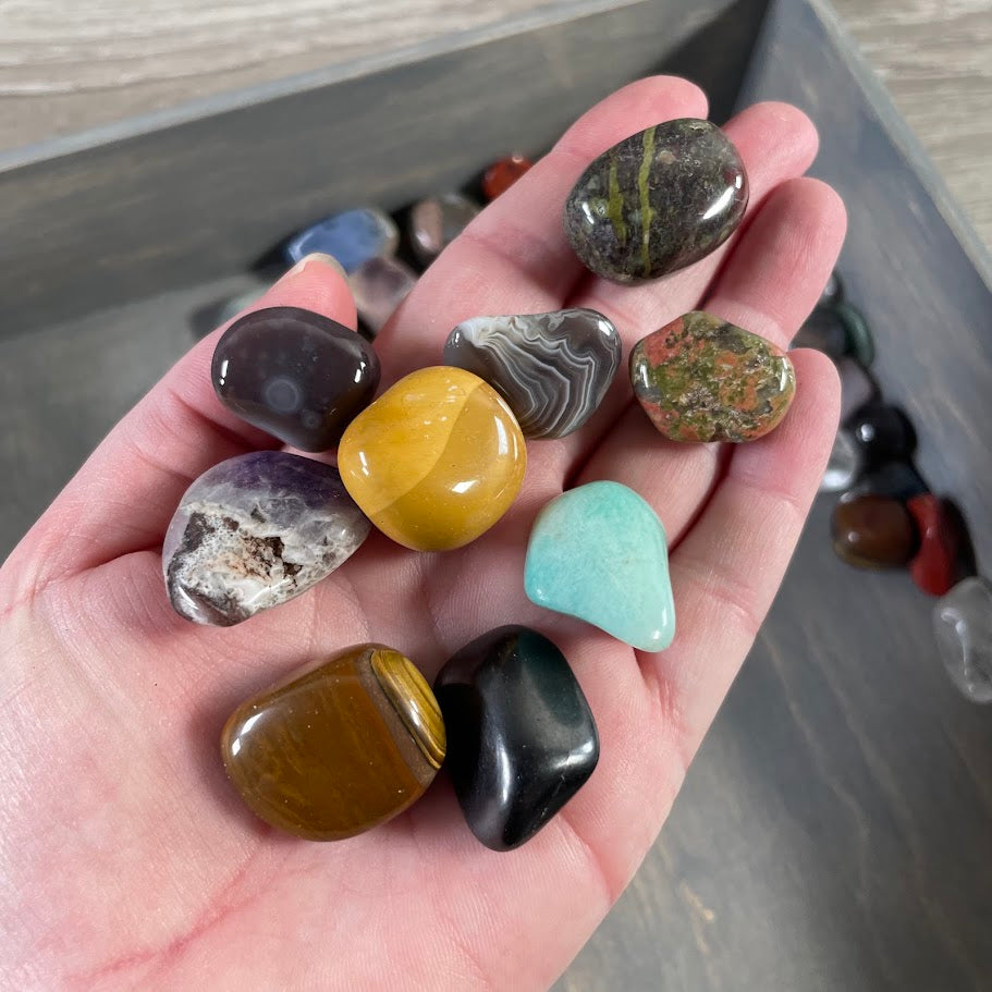Assorted tumbled stones 1 pound lot mixed polished gemstones wholesale crystals