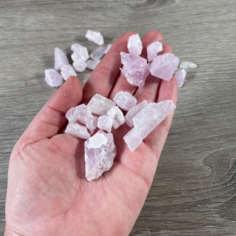 Unpolished natural kunzite stones for wholesale crystal inventory