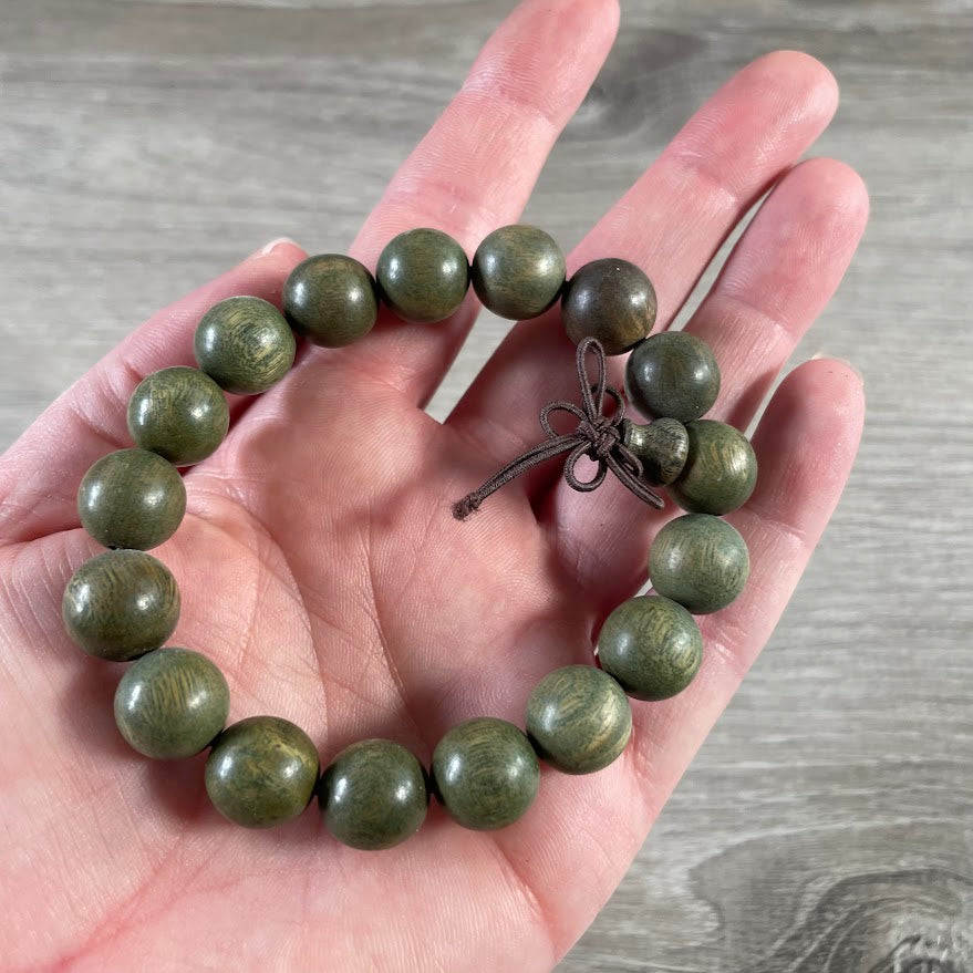 Natural wood bead bracelet for wholesale boutiques, spiritual gift shops, and meditation accessories