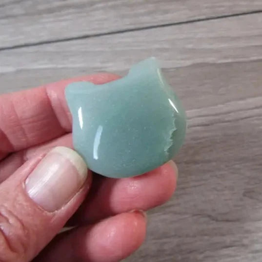 aventurine gemstone cat face carving for crystal collectors