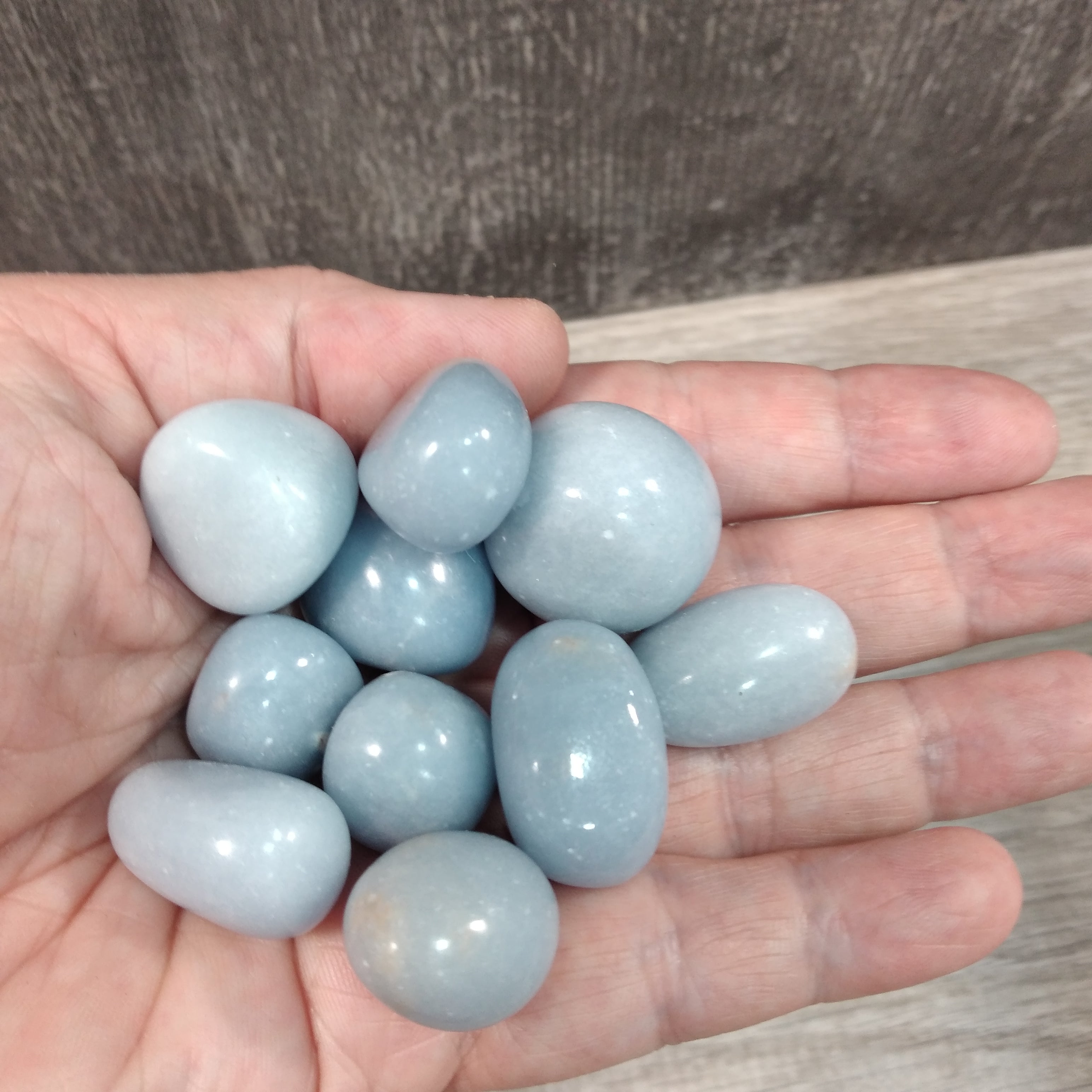 Angelite crystal pieces for healing and spiritual shops