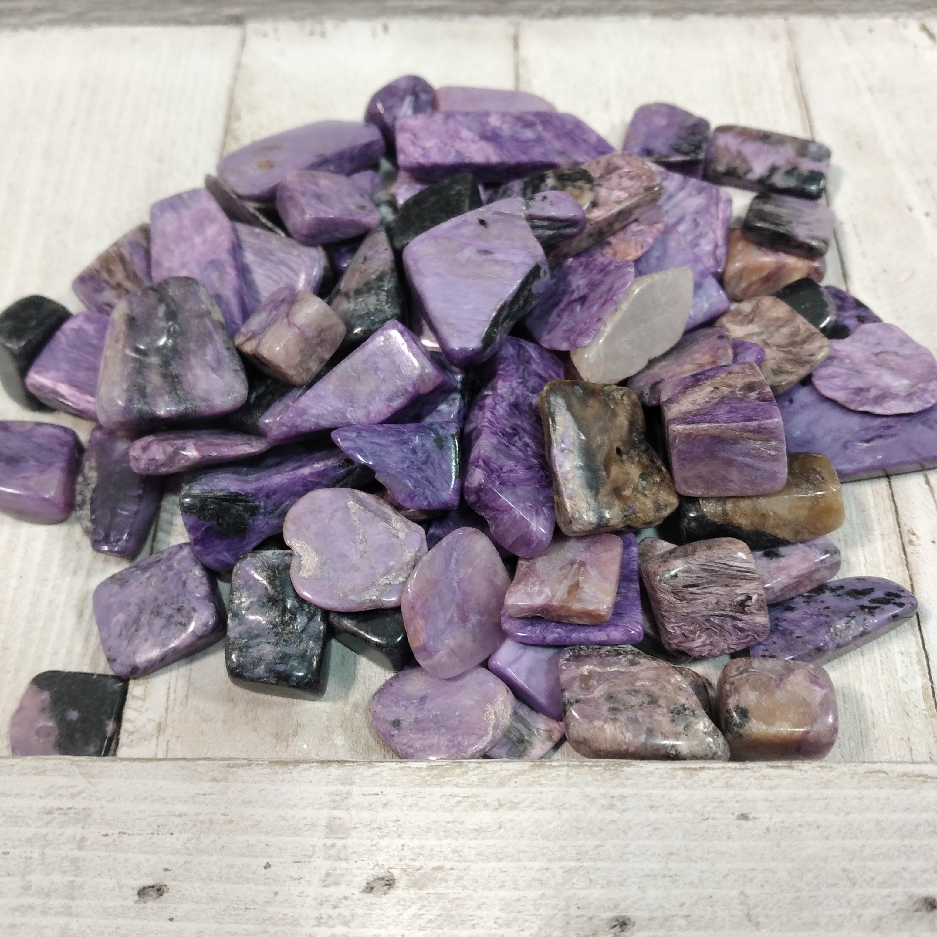 Charoite healing crystals wholesale for metaphysical shops.