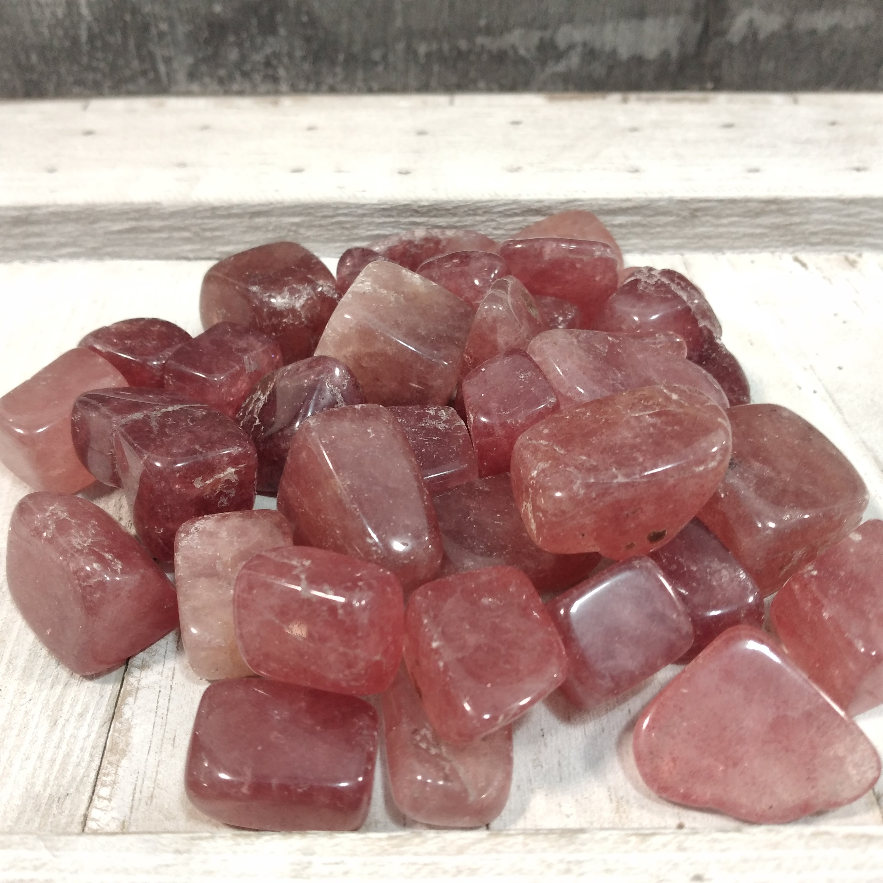Polished strawberry quartz stones for wholesale crystal shops