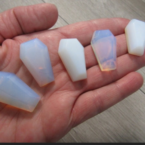 opalite gemstone coffin wholesale carved crystal healing stone