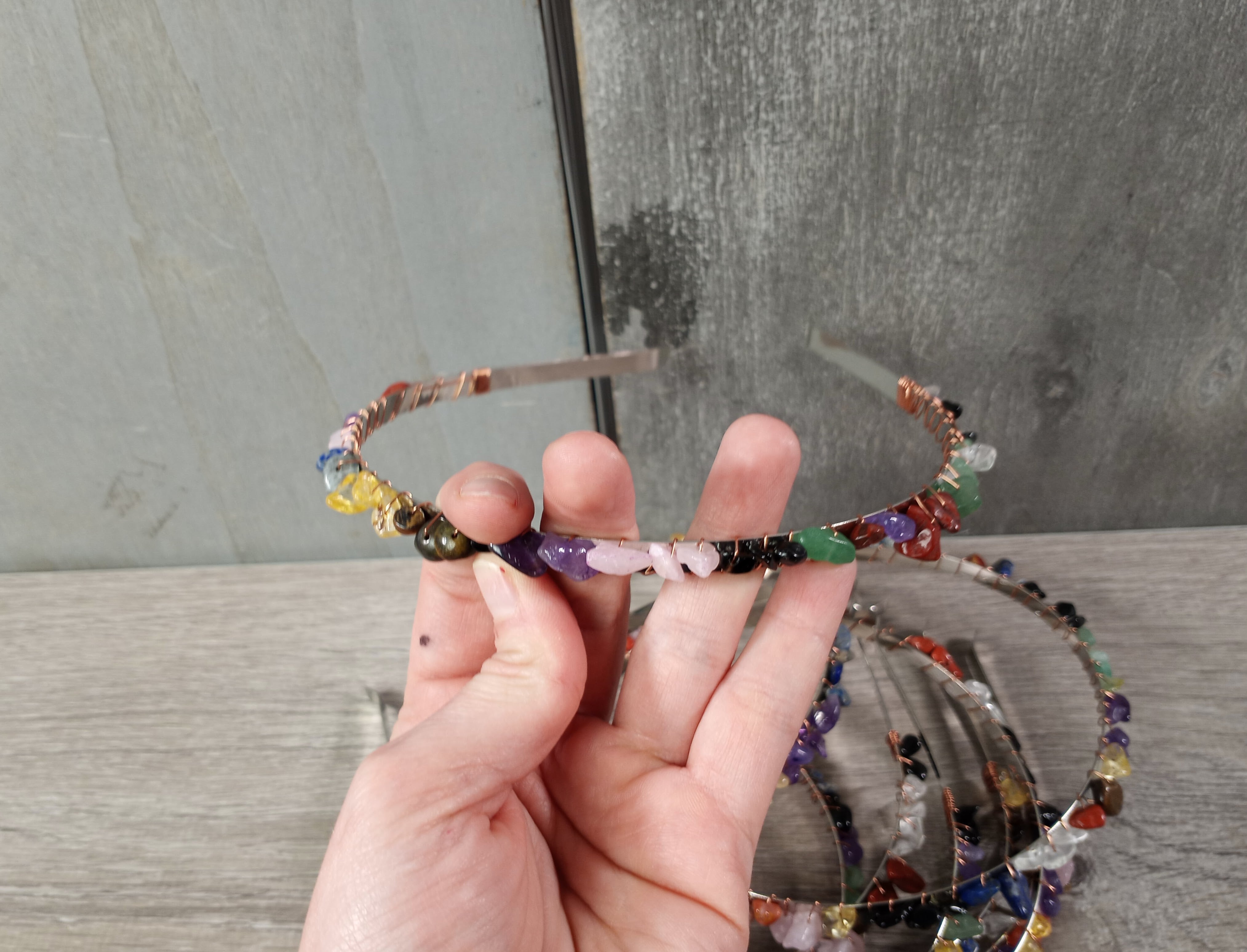 multi stone boutique gemstone headband display