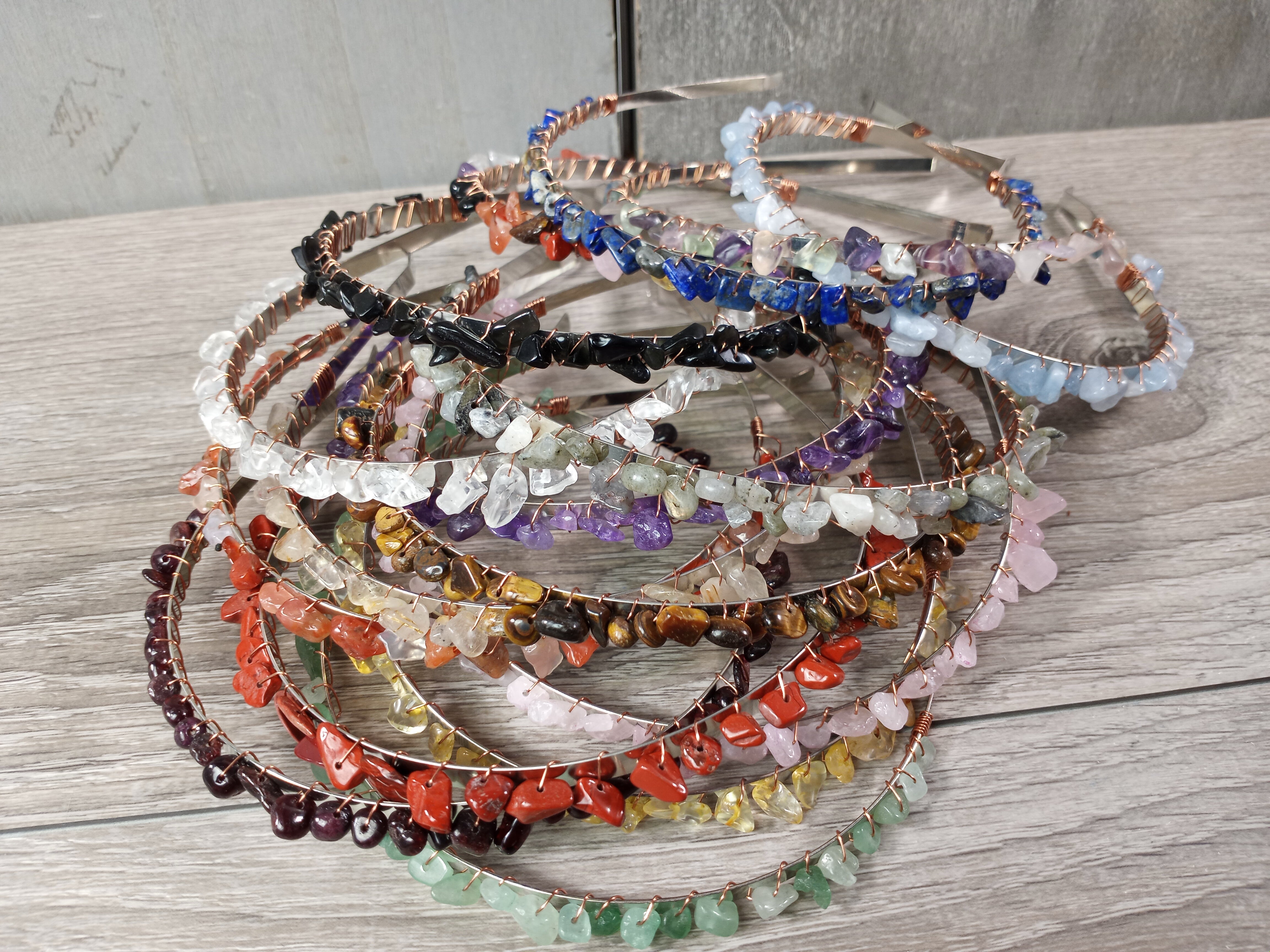 assorted fashion hair accessory with healing stones for gift shops