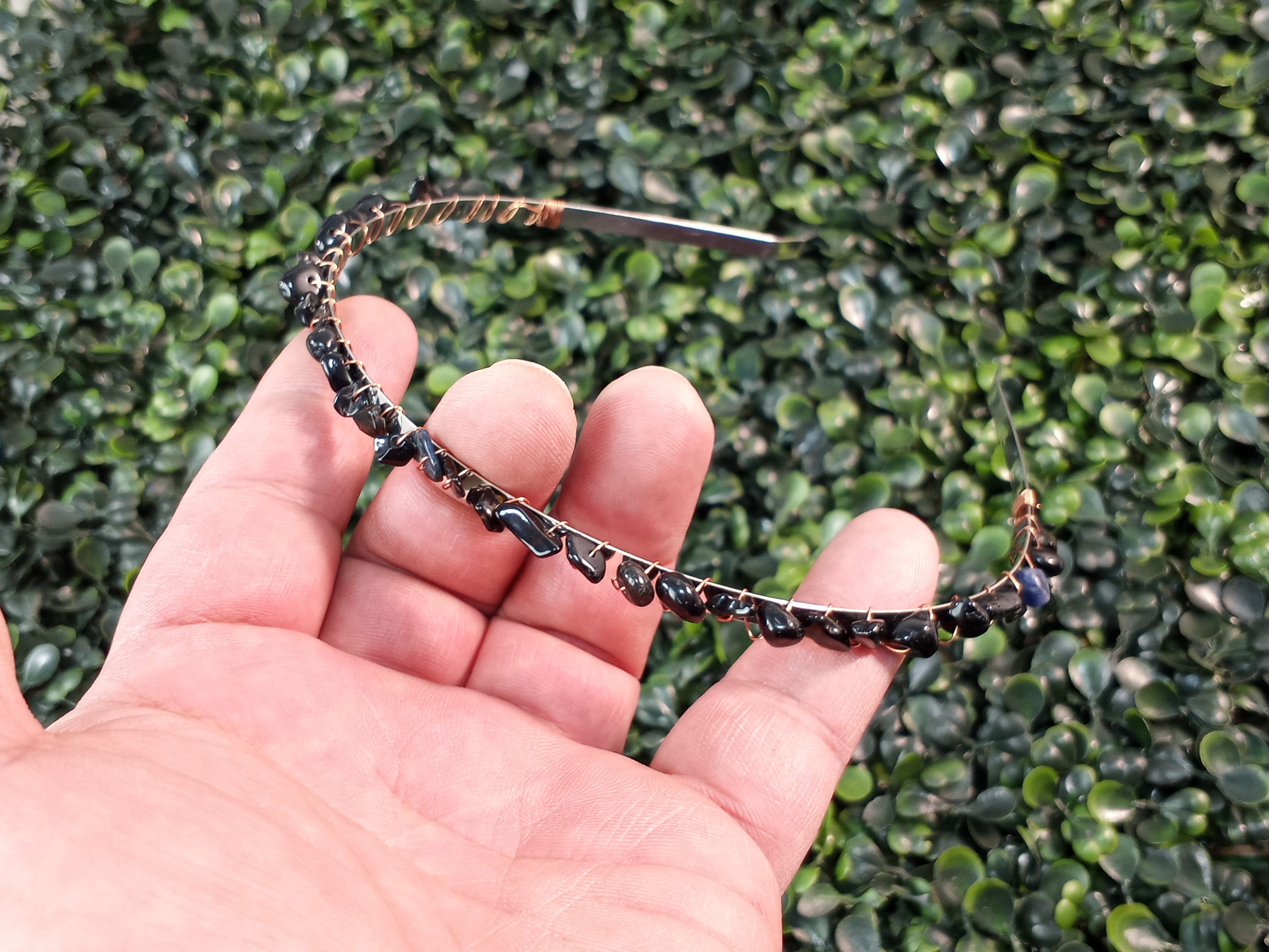 obsidian boho gemstone headband for metaphysical stores