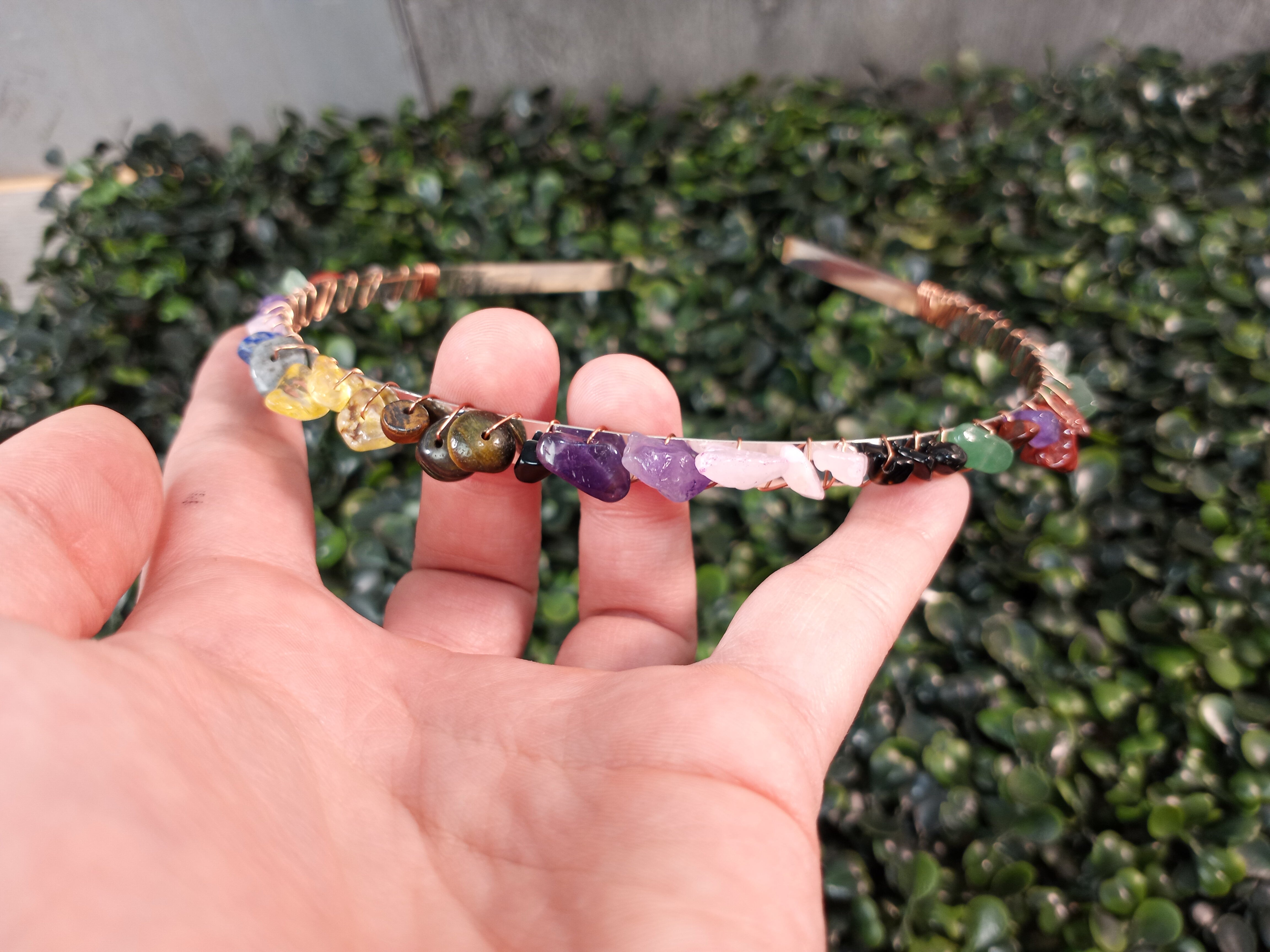 multi stone closeup of gemstone headband for wholesale buyers