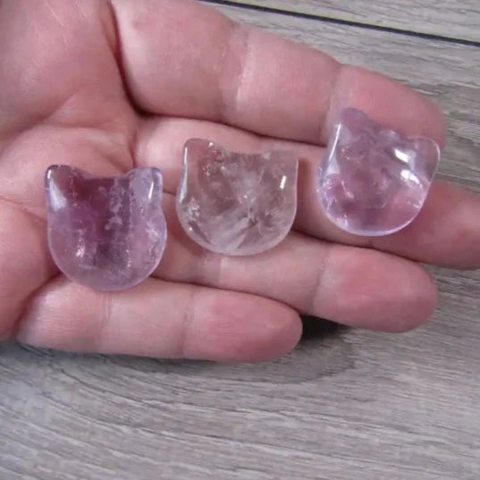 amethyst 1-inch gemstone cat face figurine, crystals for wholesale