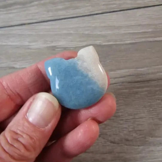 trollite Polished gemstone cat carving in feline shape