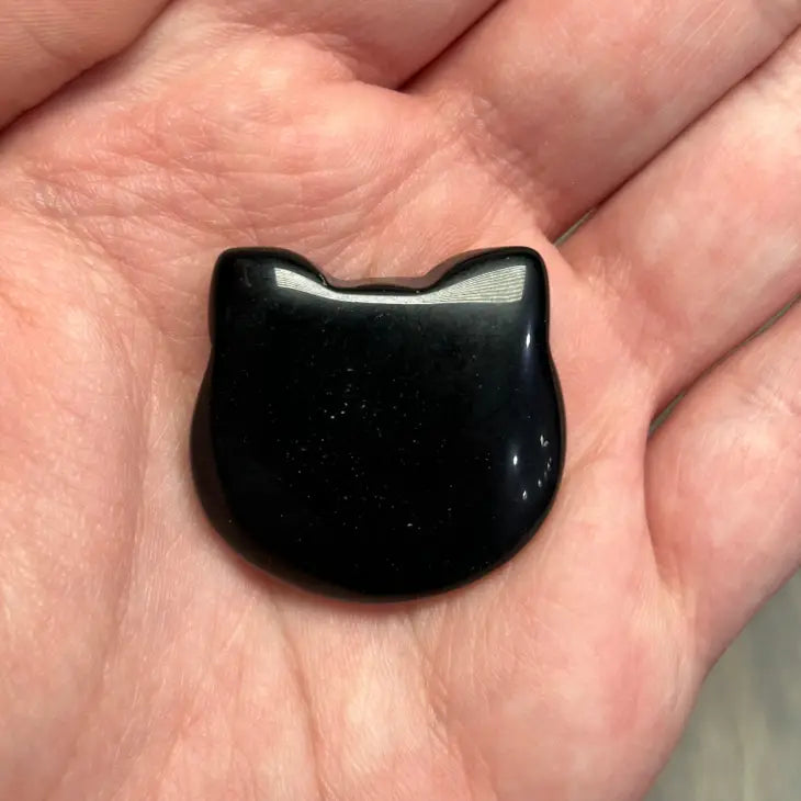 obsidian crystal cat face mini figurine for resale
