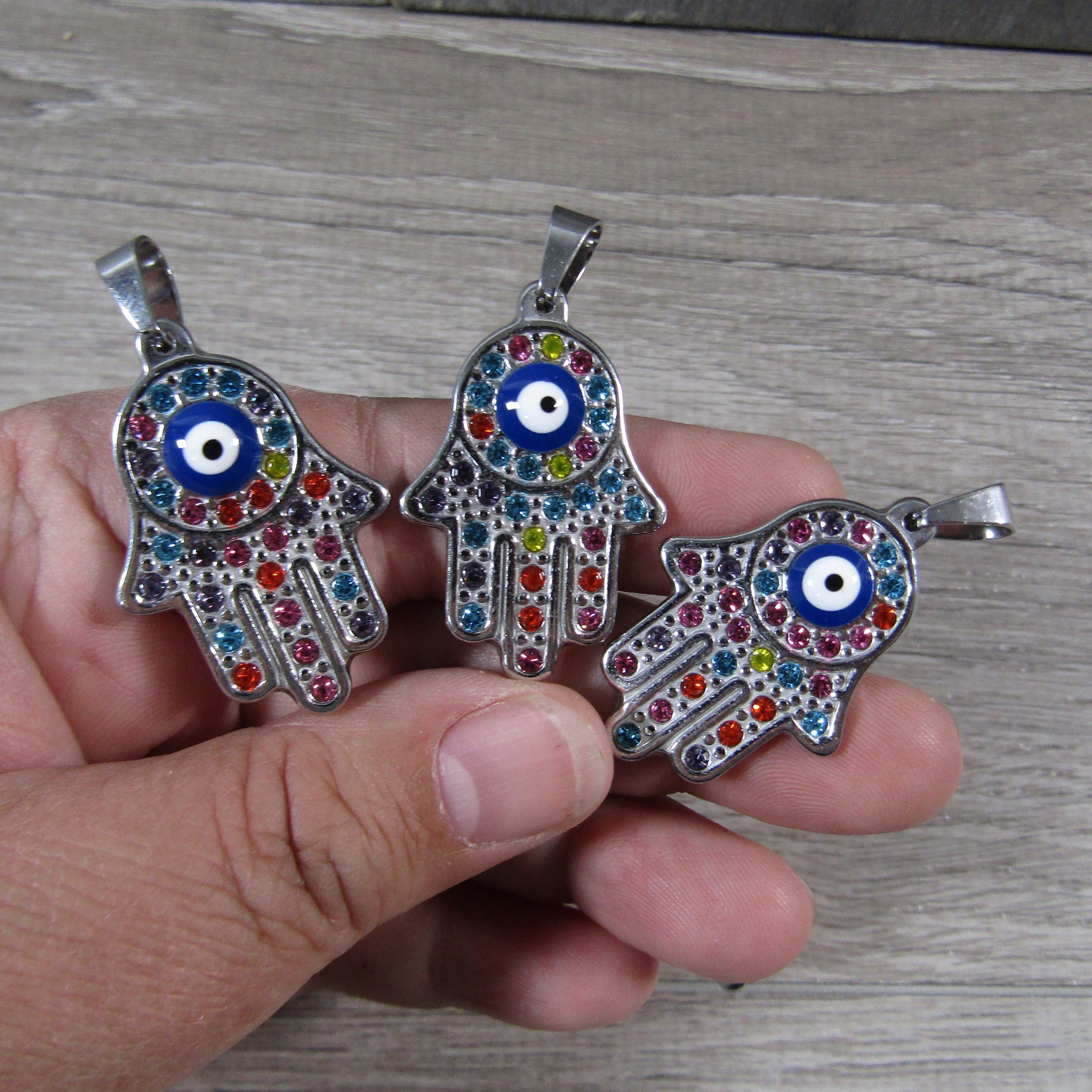 wholesale hamsa hand pendant colorful evil eye jewelry