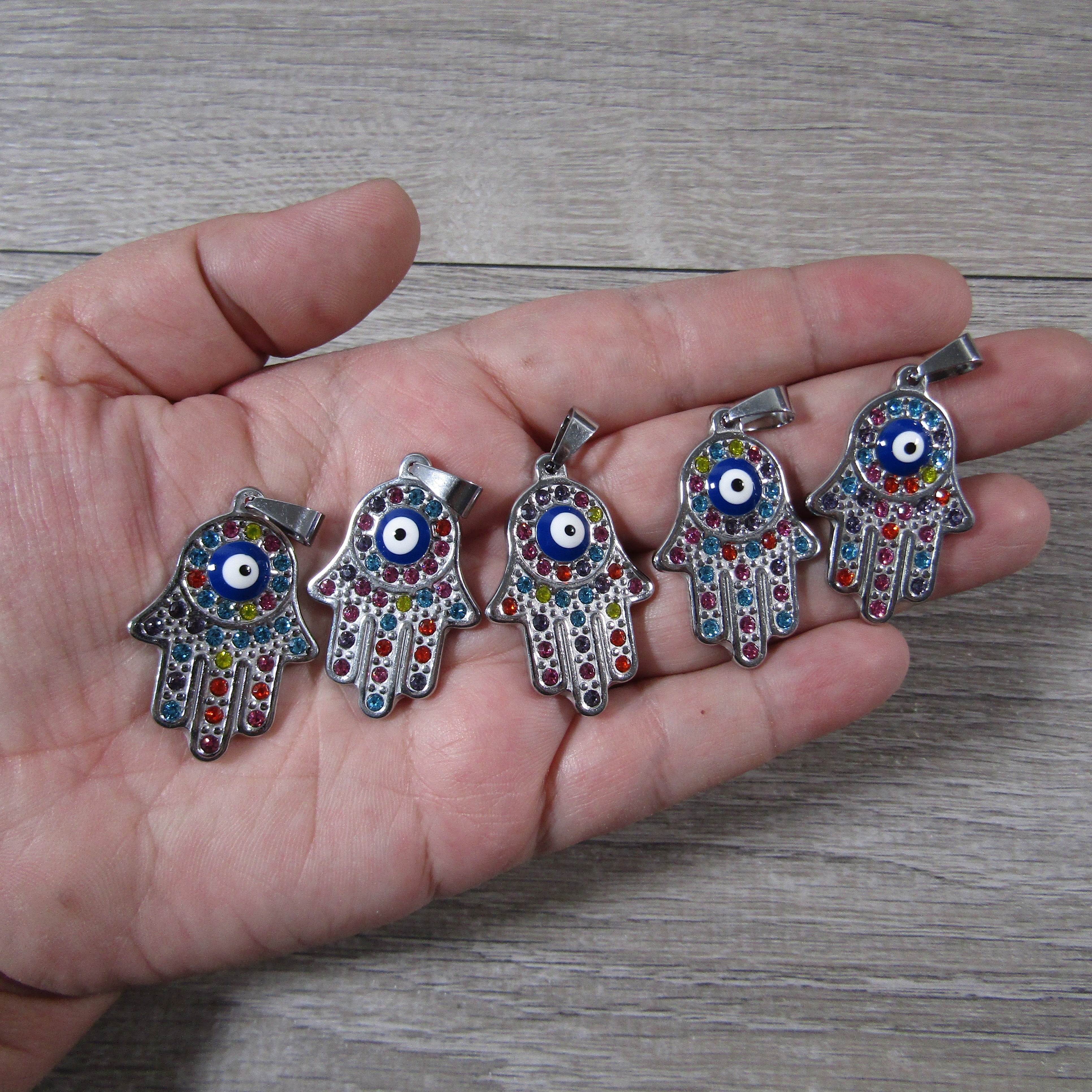 stainless steel rainbow hamsa pendant spiritual pendant for bulk wholesale