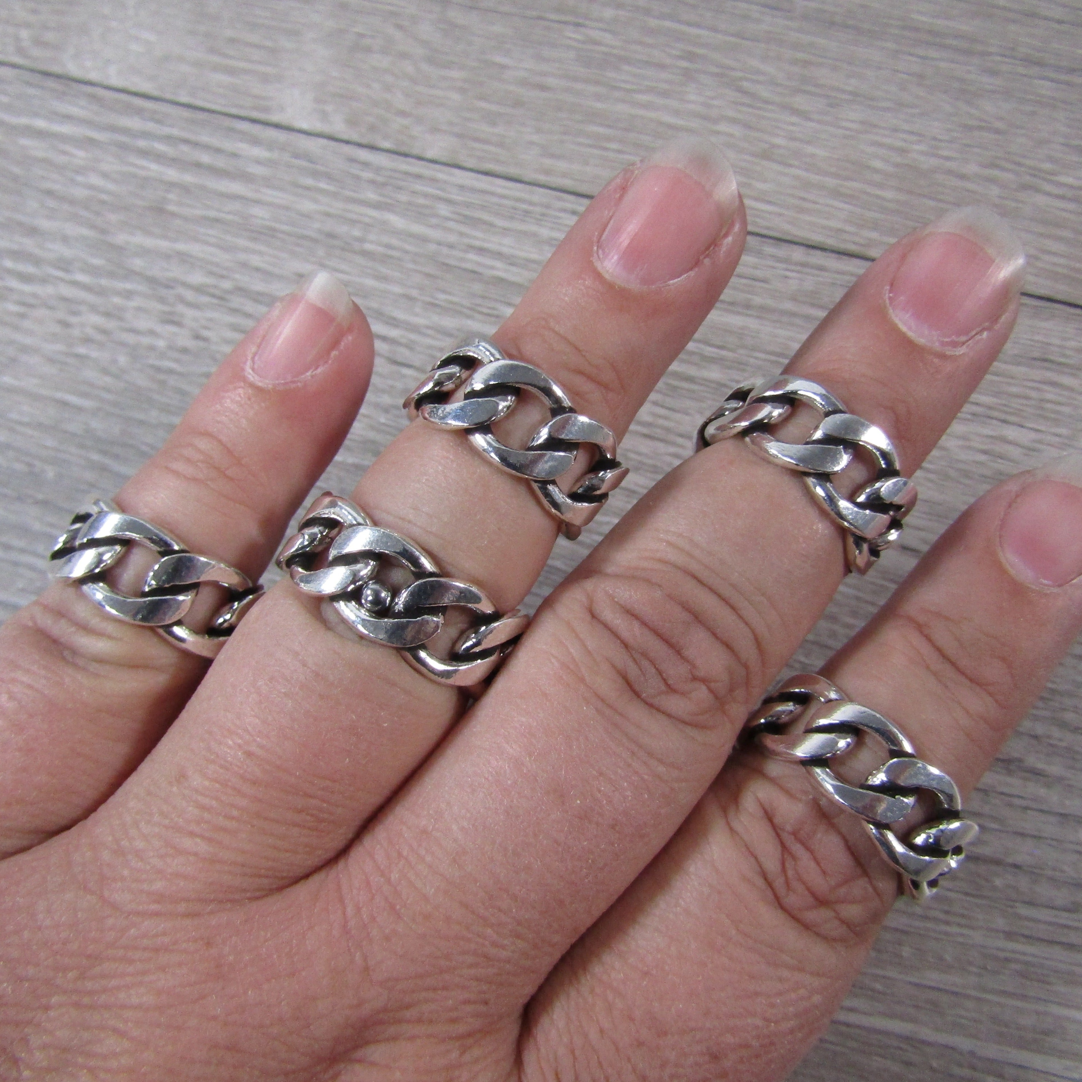 silver chunky thick ring