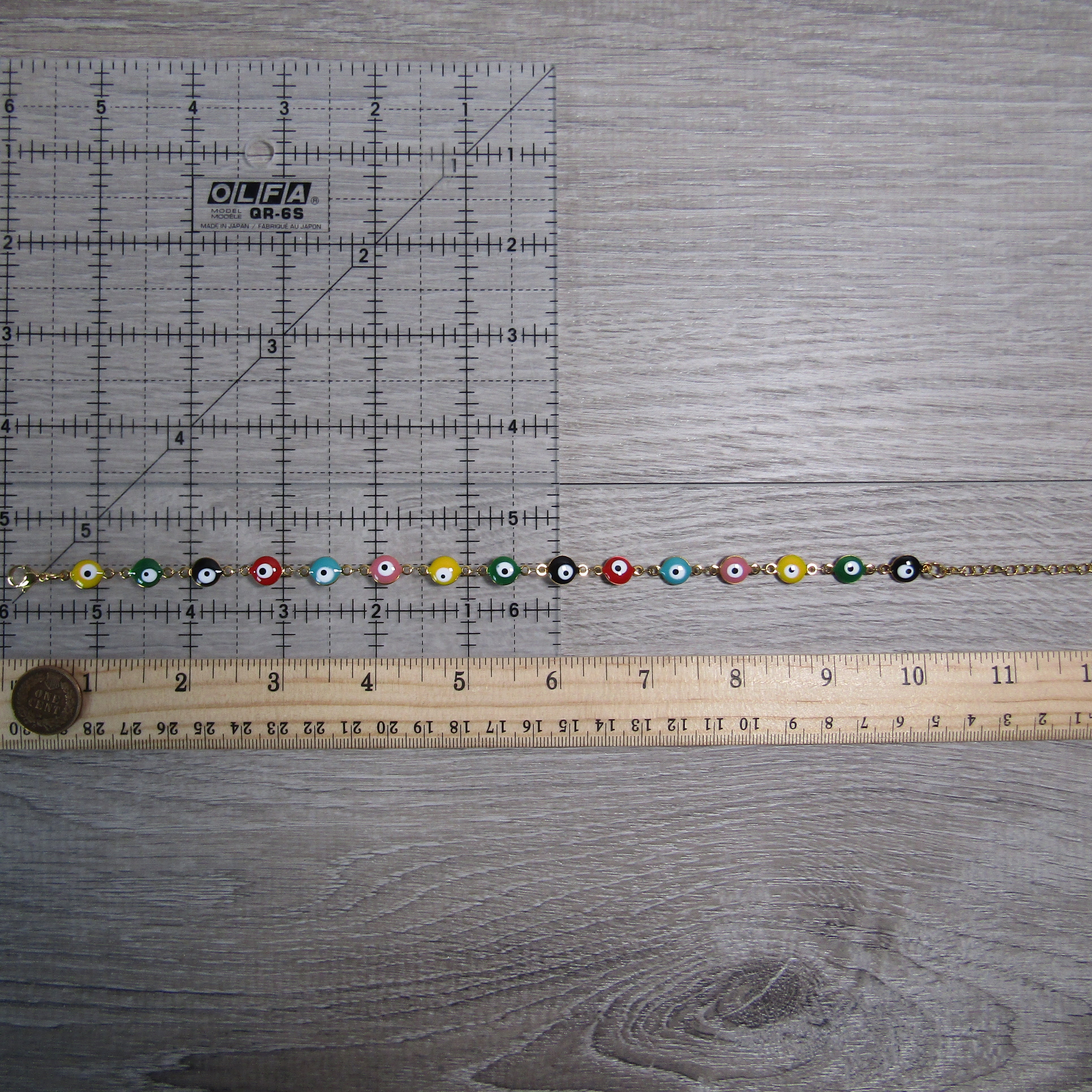 Evil Eye anklet adjustable gold chain charm bracelet