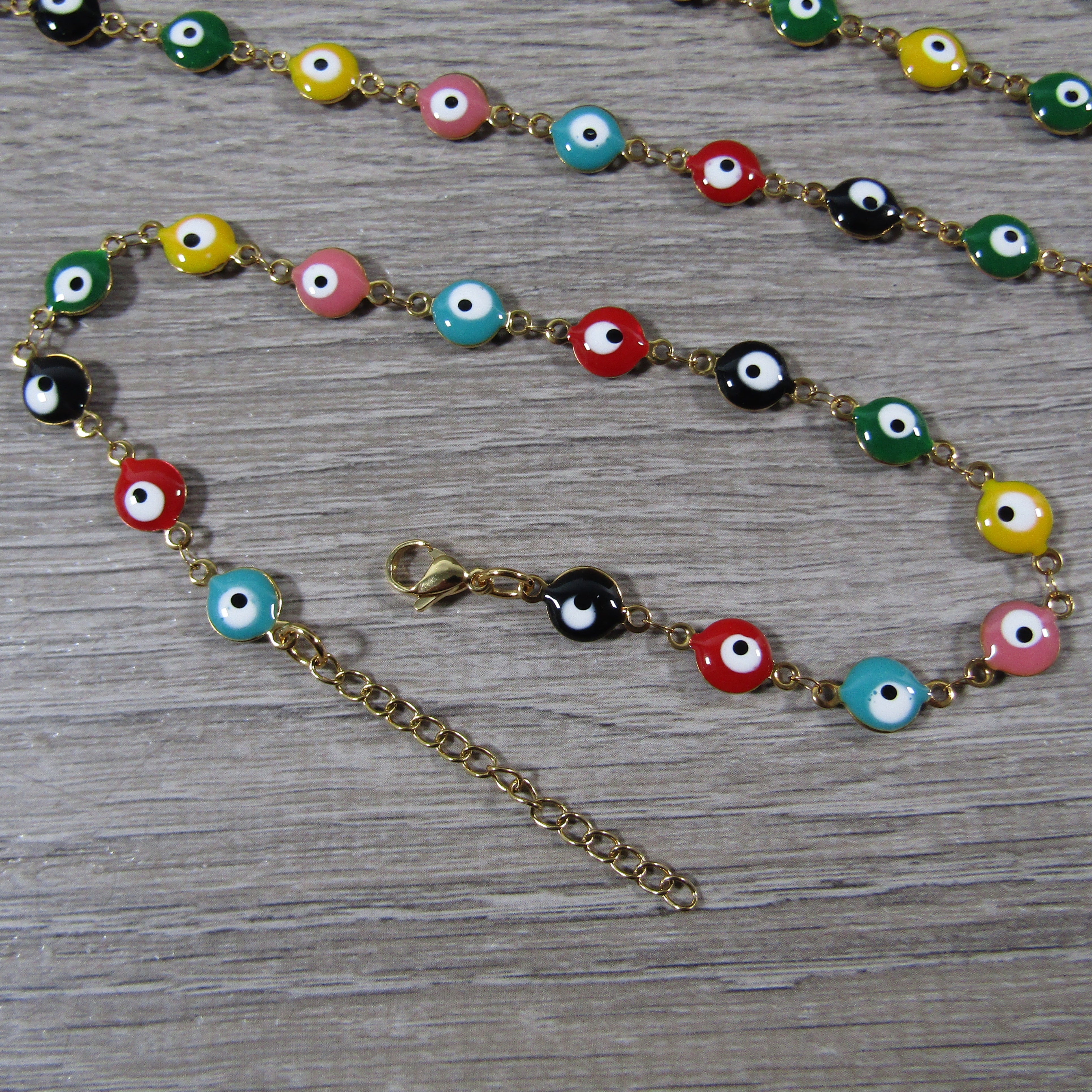 Lucky eye charm bracelet with adjustable sizing wholesale
