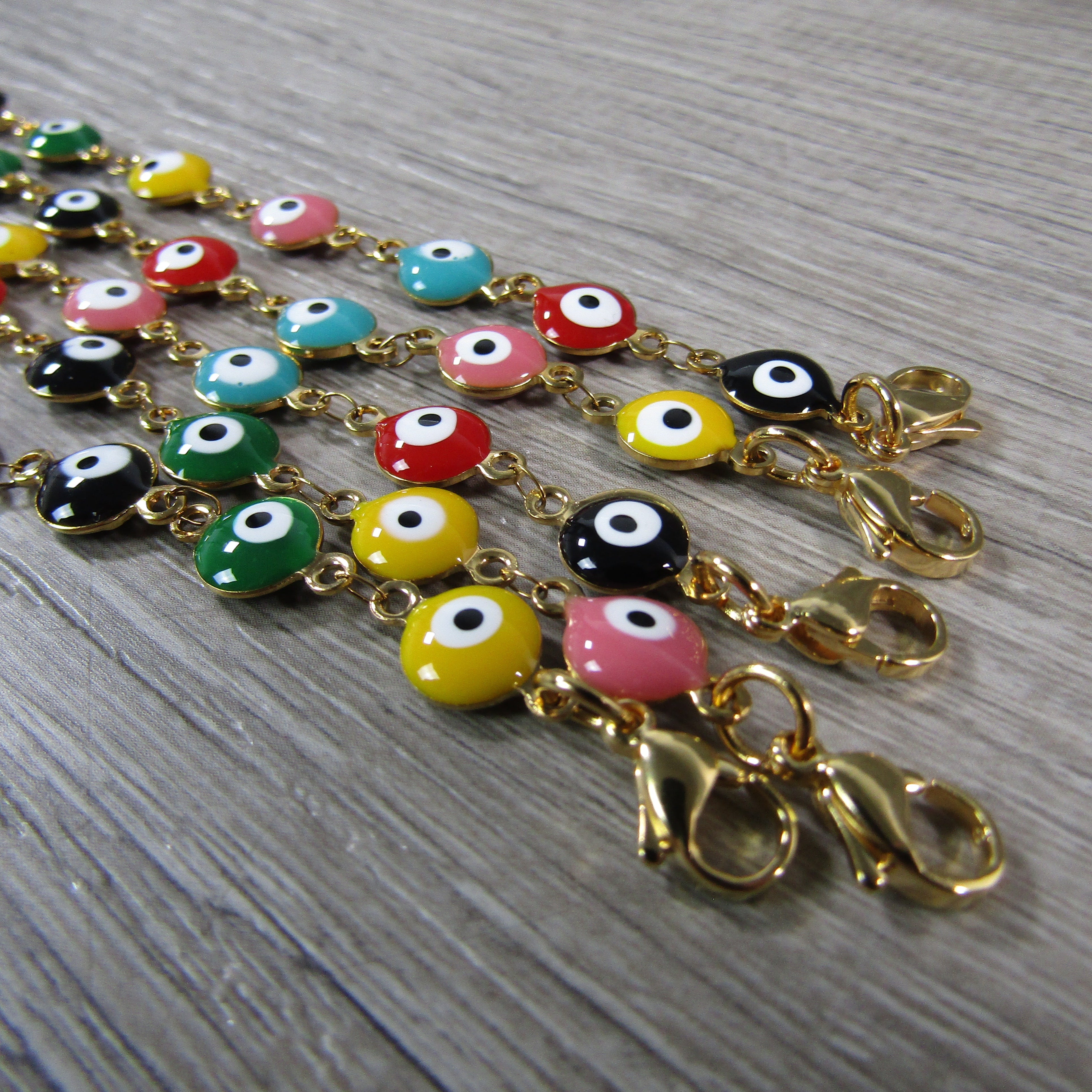 Gold Evil Eye Adjustable Bracelet spiritual protection jewelry