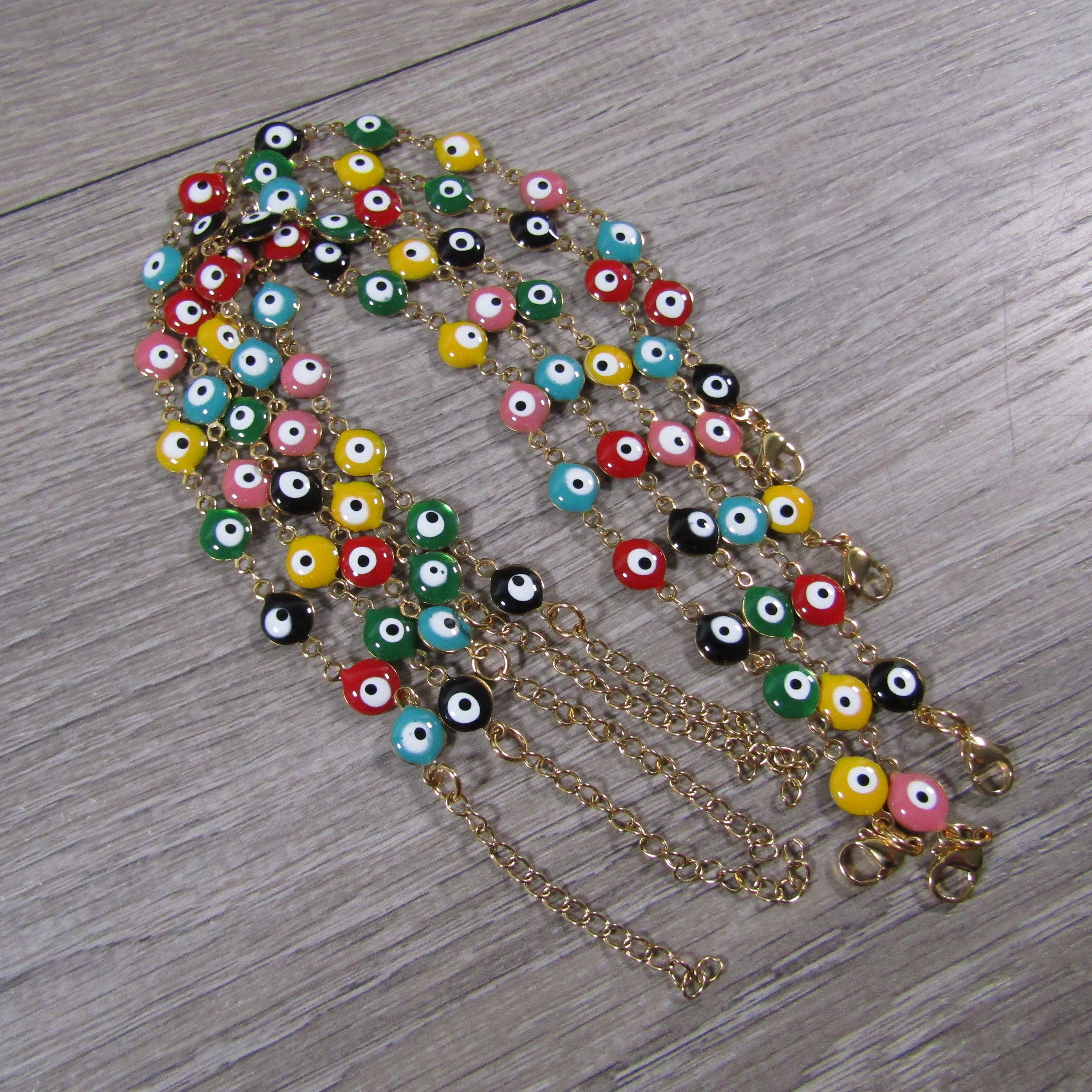 Adjustable gold bracelet with evil eye charm for bulk orders