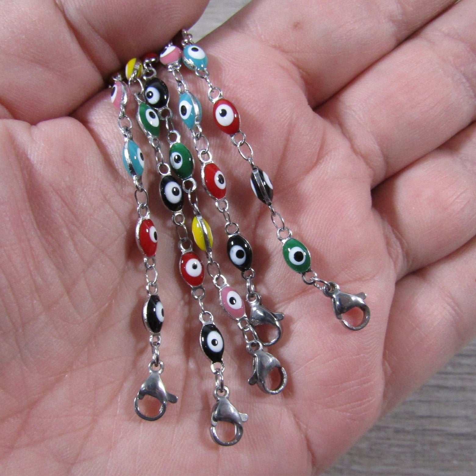 Evil Eye Adjustable Stainless Steel Anklet Bracelet for wholesale