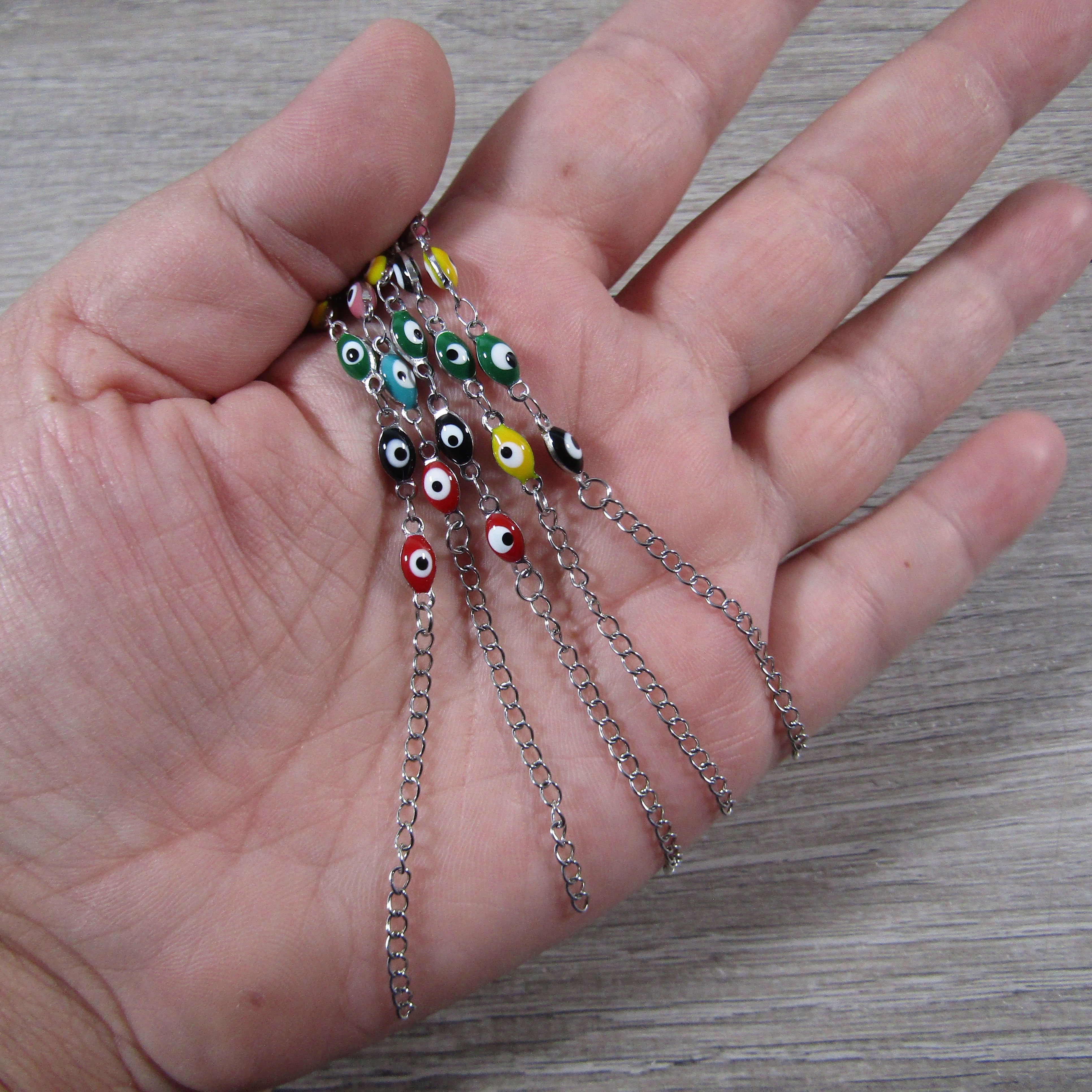 Fashionable evil eye bracelet anklet in stainless steel