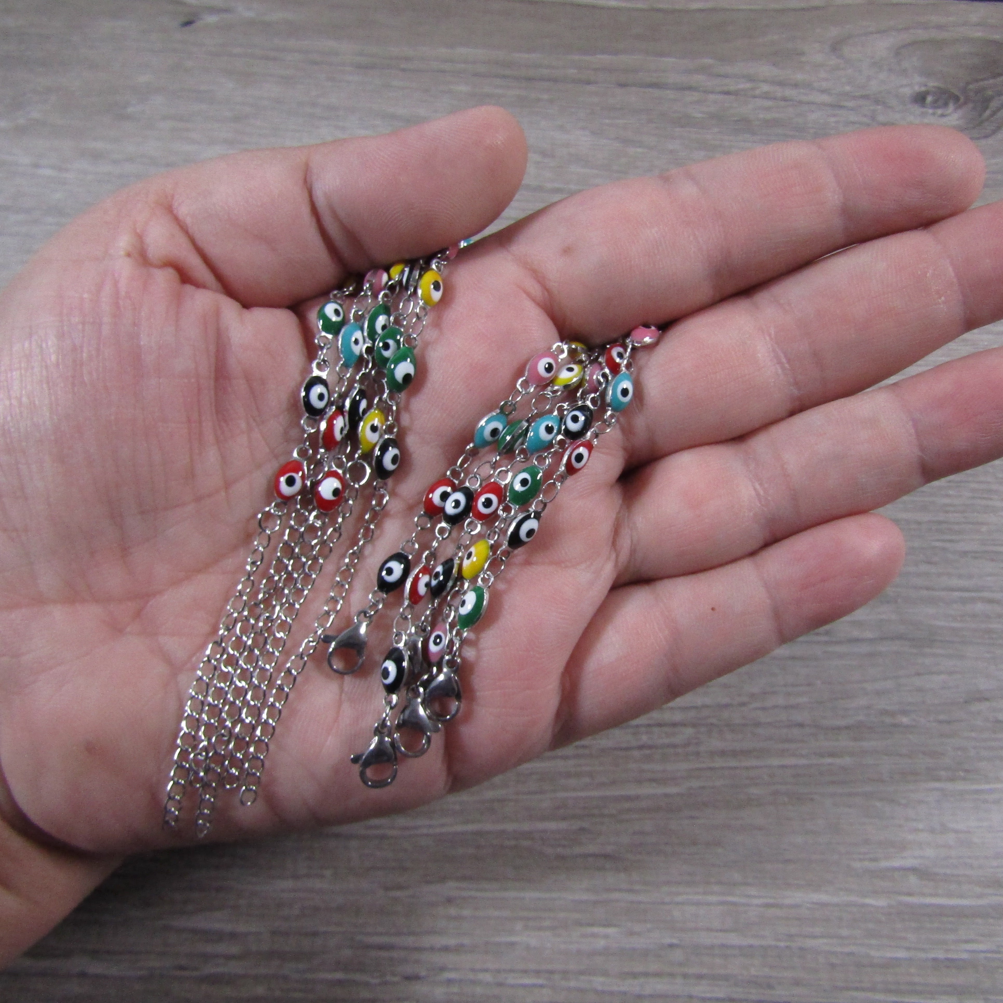 Protective Evil Eye Anklet and Bracelet in stainless steel