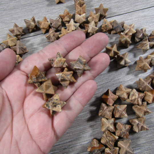 picture jasper crystal Merkaba carved from natural gemstone