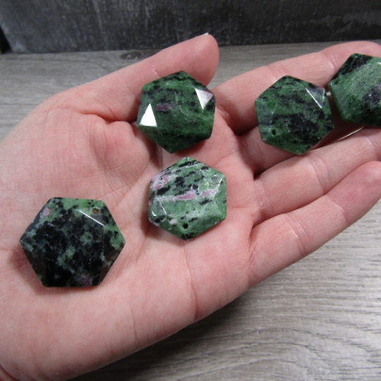 Ruby in Zoisite Sacred geometry gemstone beads for crystal shops