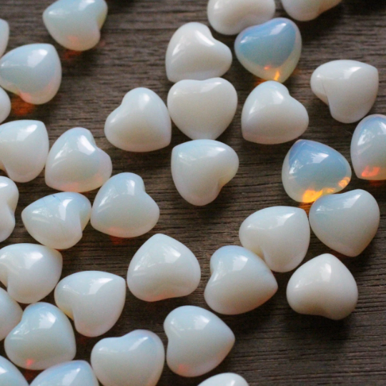 Opalite small puffy gemstone hearts for bulk crystal buyers