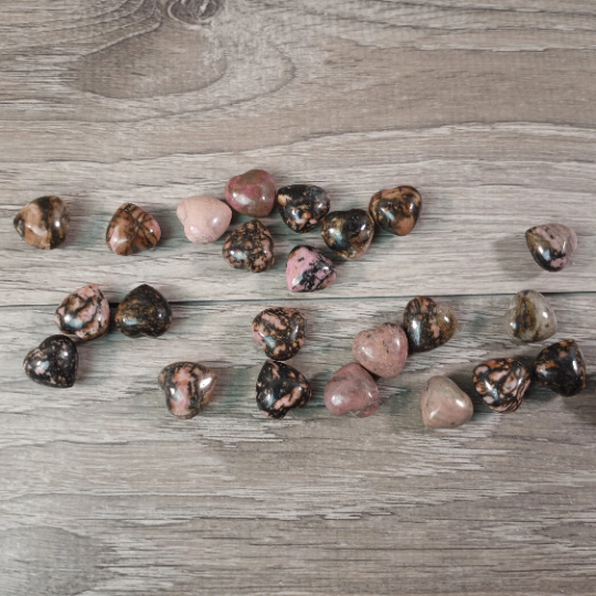 Rhodonite bulk mini crystal hearts
