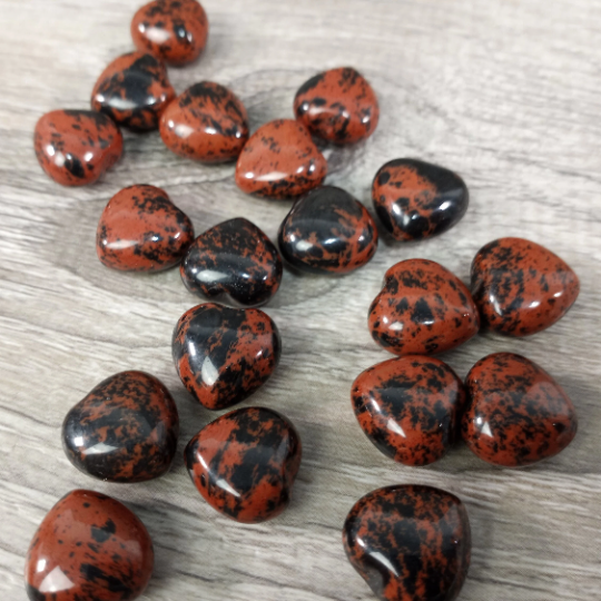 Mahogany obsidian crystal hearts for resale