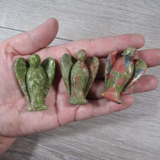 unakite medium gemstone angel figurine in natural crystal