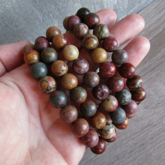 Red creek jasper natural stone stretch bracelet for boutique retail