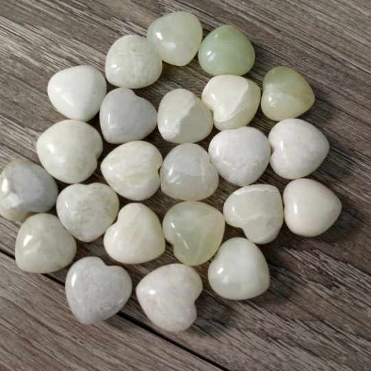 Serpentine puffy small sized crystal hearts