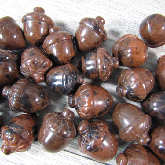 mahogany obsidian bulk crystal acorn carvings