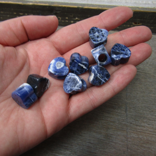 Sodalite wholesale gemstone heart beads bulk with large hole