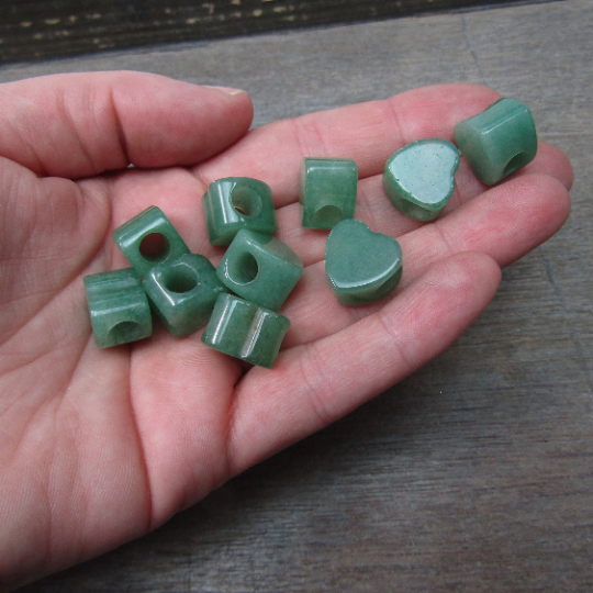 Aventurine gemstone 14mm heart bead for handmade jewelry