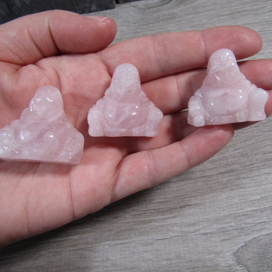 Rose Quartz Crystal Buddha figurine display for gift stores