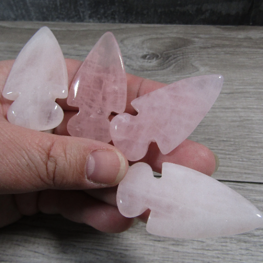 rose quartz natural gemstone arrowheads
