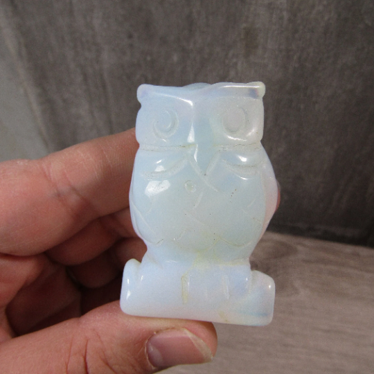 opalite gemstone owl figurine for spiritual décor