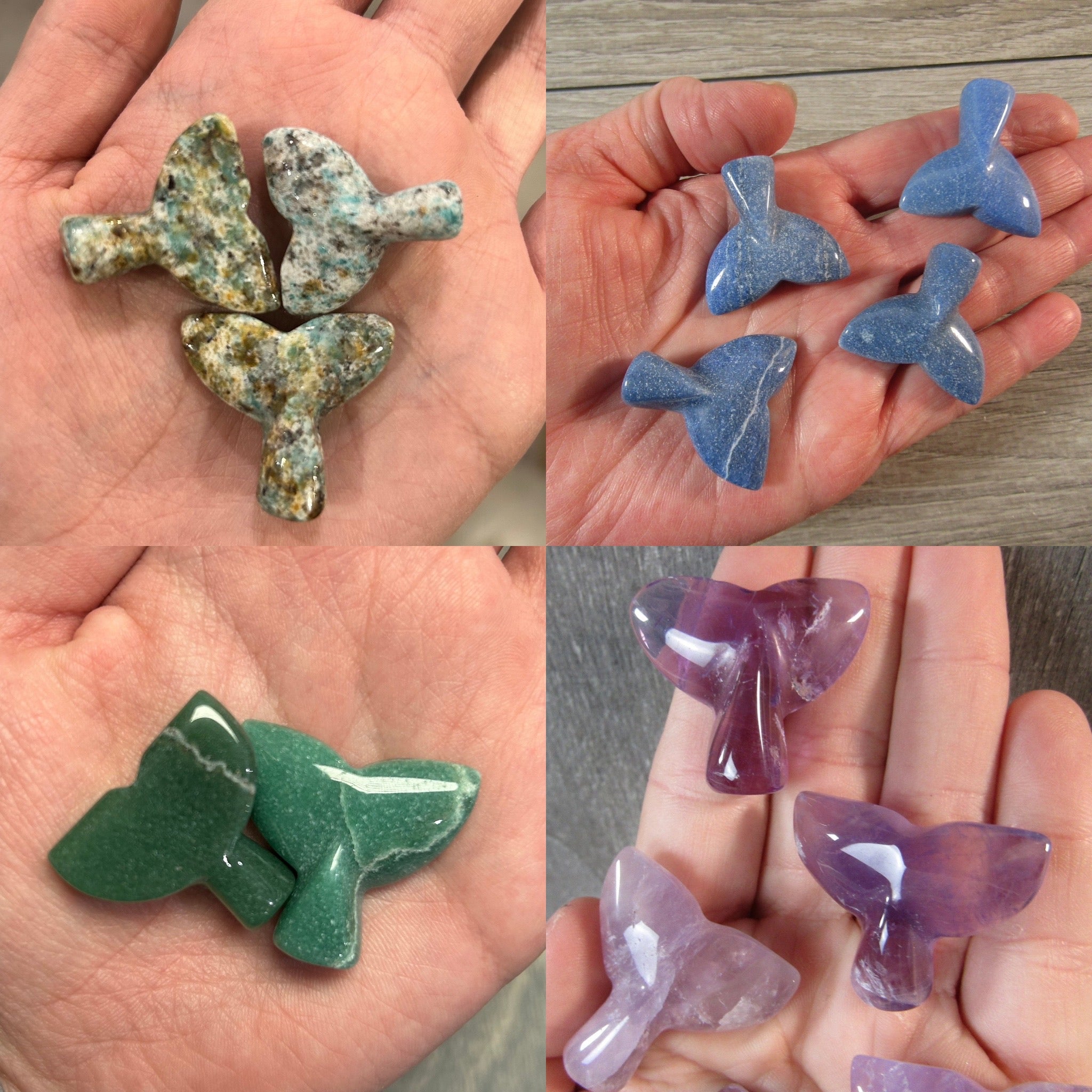 Assorted 1 inch gemstone whale tail figurine for crystal shops