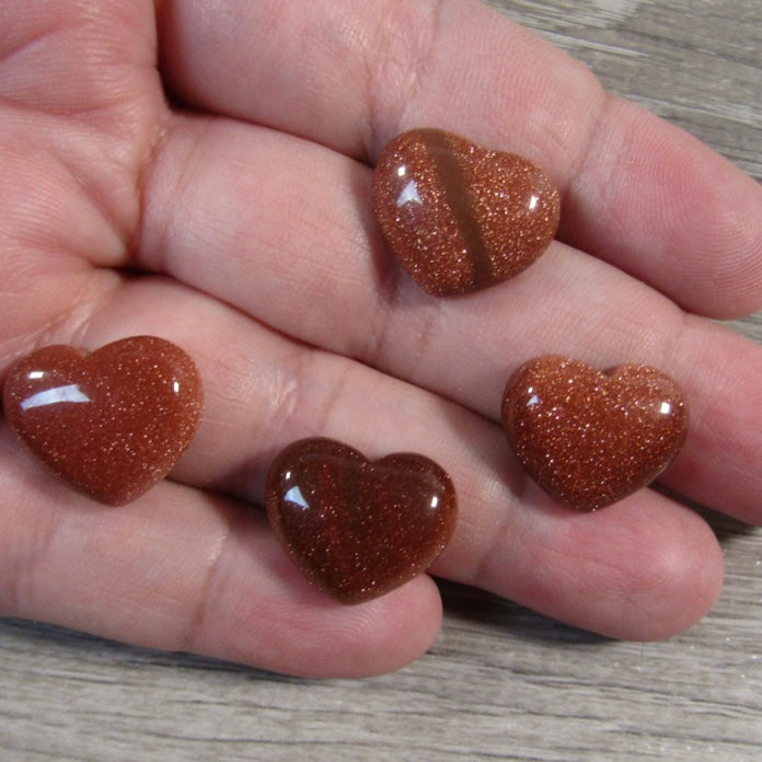 goldstone small crystal heart cabochon for resin art and crafts, bulk purchase